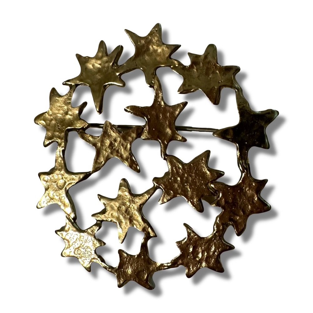 Gold Tone Star Cluster Brooch